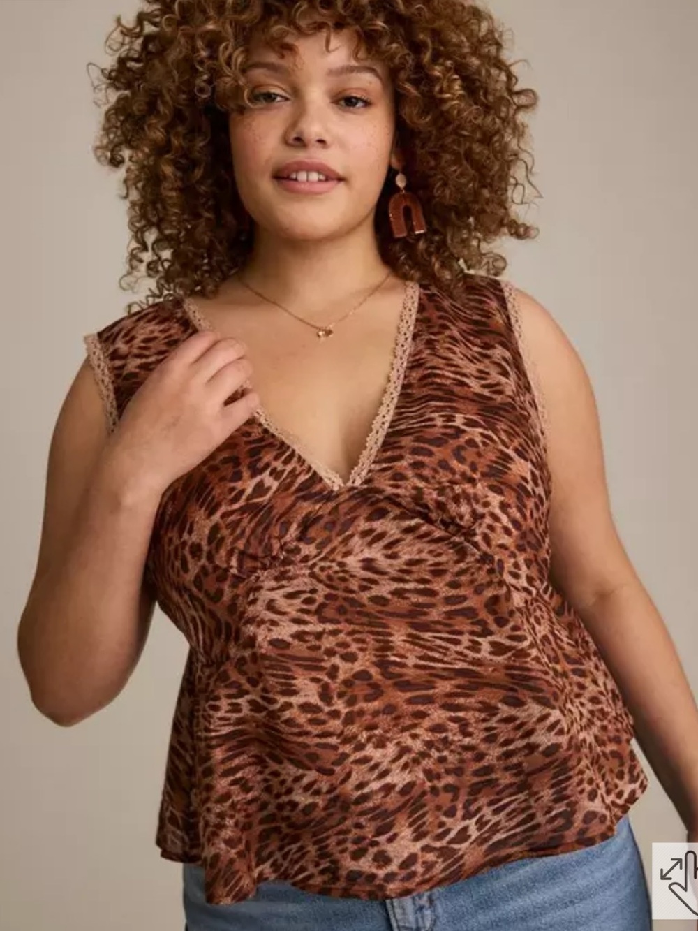 NWT Torrid Festi Cotton Tie-Back Tank Leopard Size 1X